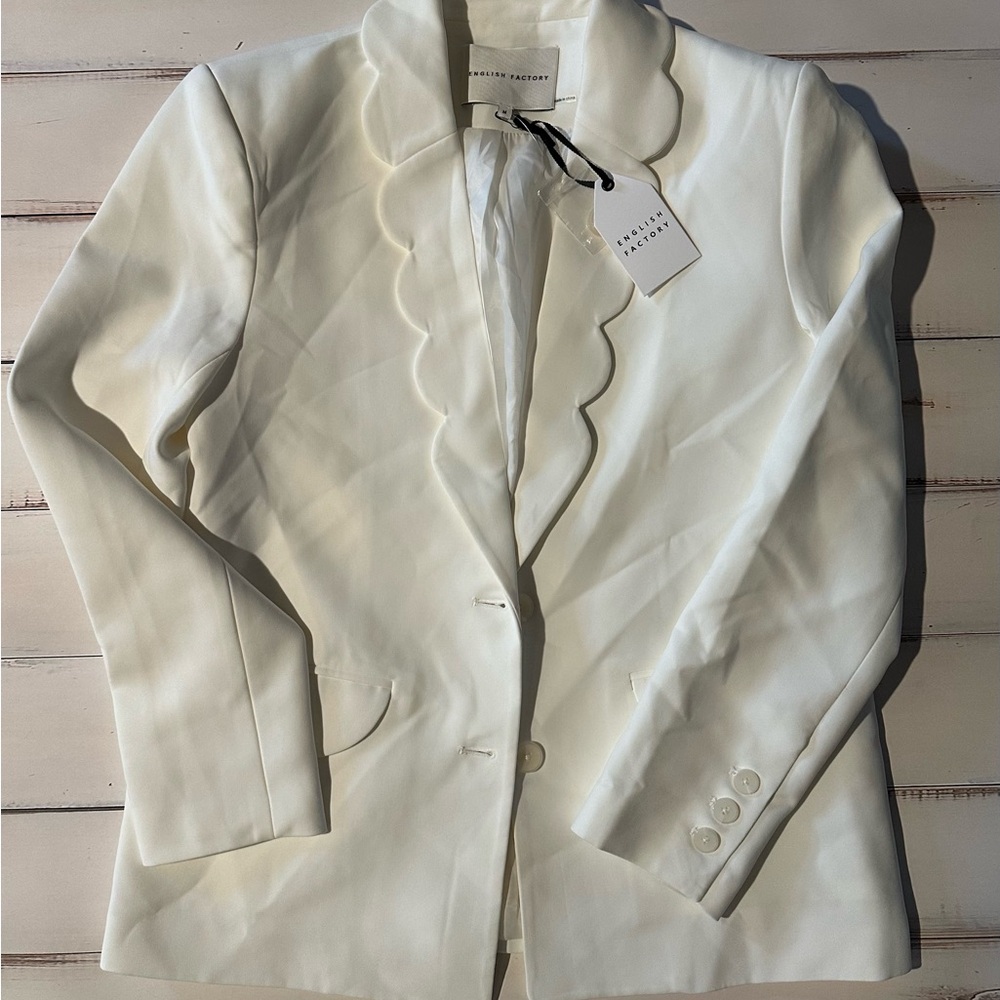 English Factory White Blazer with Notched Lapel